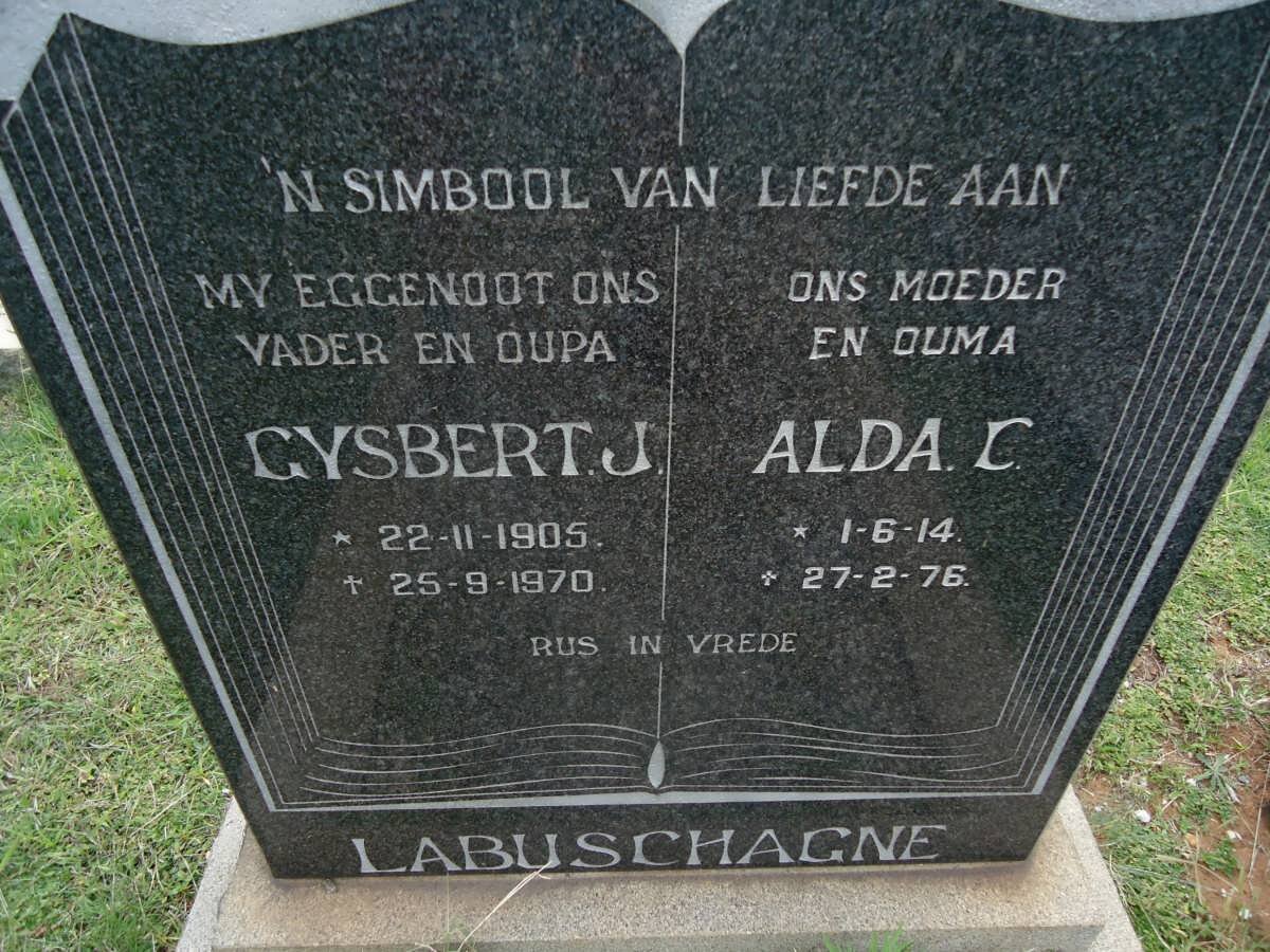 LABUSCHAGNE Gysbert J. 1905-1970 &amp; Alda C. 1914-1976