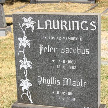 LAURINGS Peter Jacobus 1900-1963 &amp; Phyllis Mable 1915-1988