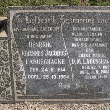 LABUSCHAGNE Hendrik Johannes Jacobus 1914-1964 & D.M. 1918-2005