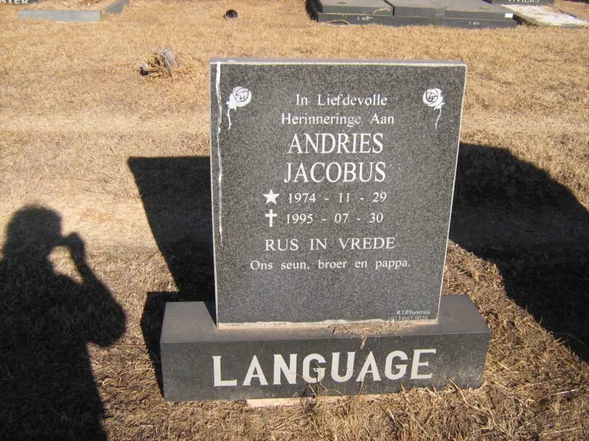 LANGUAGE Andries Jacobus 1974-1995