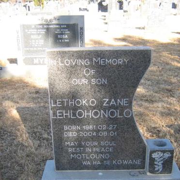 LEHLOHONOLO Lethoko Zane 1981-2004