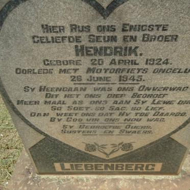 LIEBENBERG Hendrik 1924-1945
