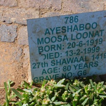 LOONAT Ayeshaboo Moosa 1919-1999