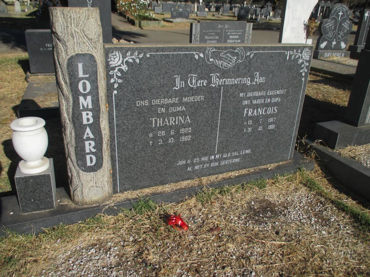 LOMBARD Francois 1917-1981 &amp; Tharina 1923-1982