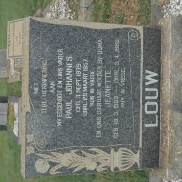 LOUW Paul Johannes 1879-1957 &amp; Jeanette 1903-1986