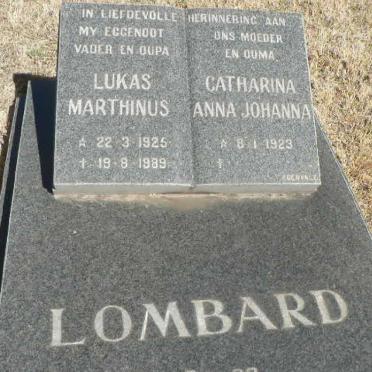 LOMBARD Lukas Marthinus 1925-1989 &amp; Catharina Anna Johanna 1923-