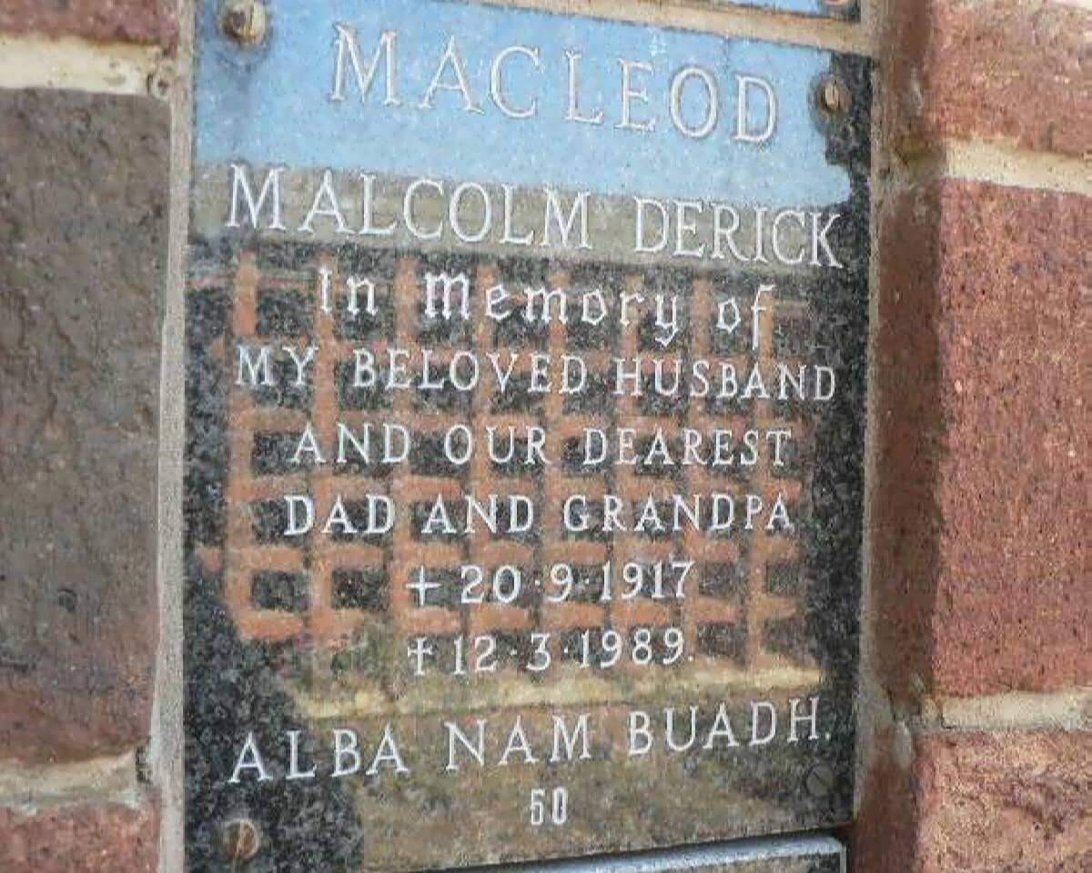 MacLEOD Malcolm Derick 1917-1989