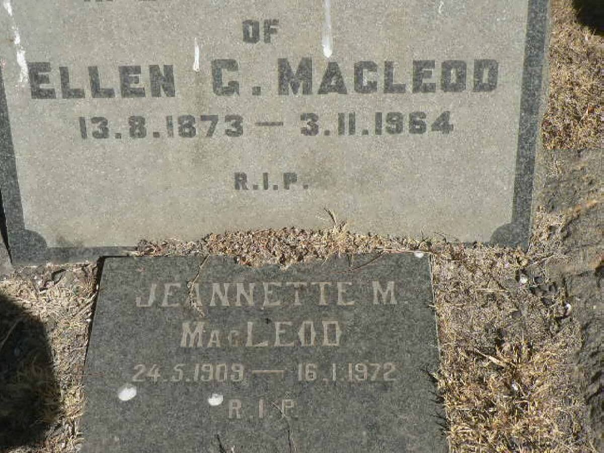 MacLEOD Ellen G. 1873-1964 :: Jeannette M. 1909-1972