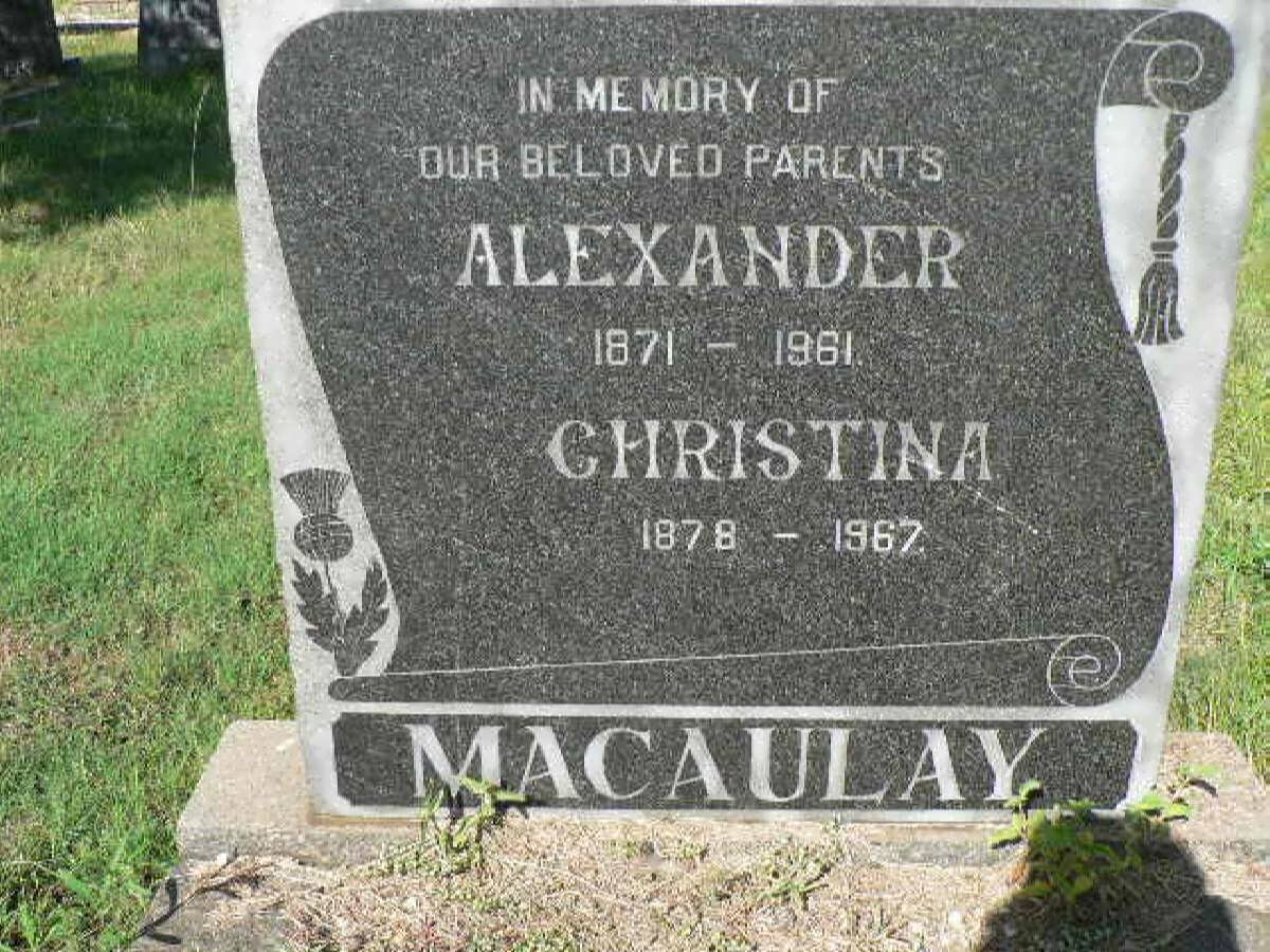 MACAULAY Alexander 1871-1961 &amp; Christina 1878-1967