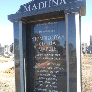 MADUNA Ntombizodwa Cecilia Mapule 1959-2008