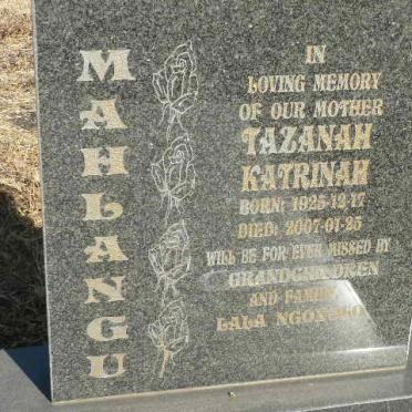 MAHLANGU Tazanah Katrinah 1925-2007