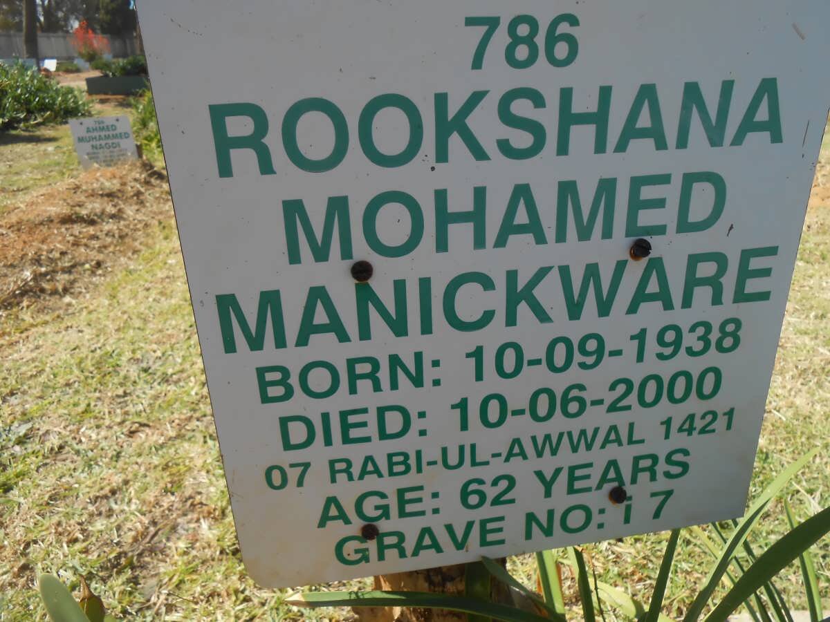 MANICKWARE Rookshana 1938-2000