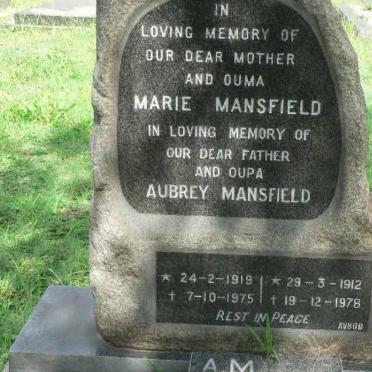 MANSFIELD Aubrey 1912-1978 &amp; Marie 1919-1975