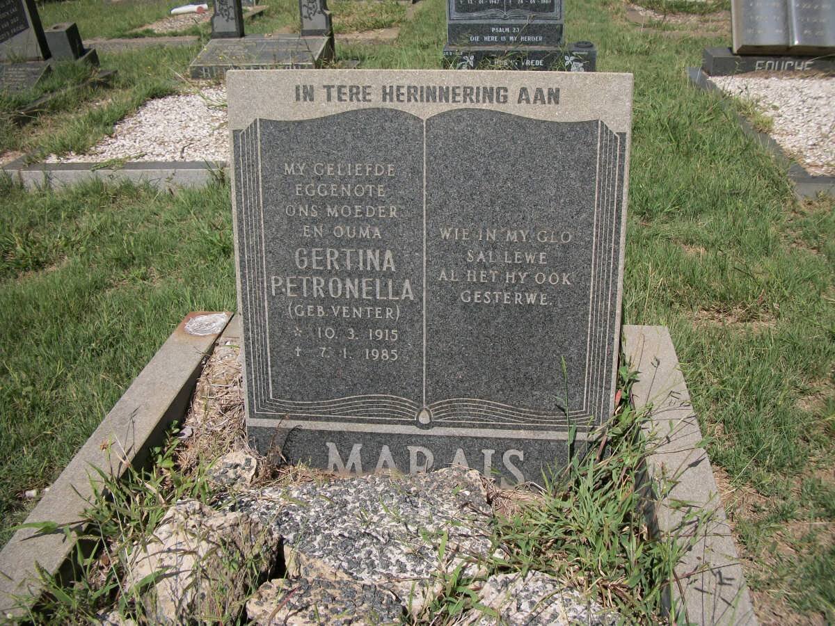 MARAIS Gertina Petronella nee VENTER 1915-1985