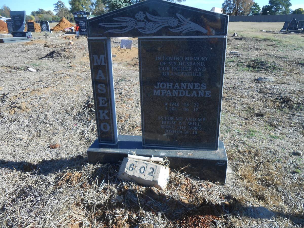 MASEKO Johannes Mpandlane 1948-2011