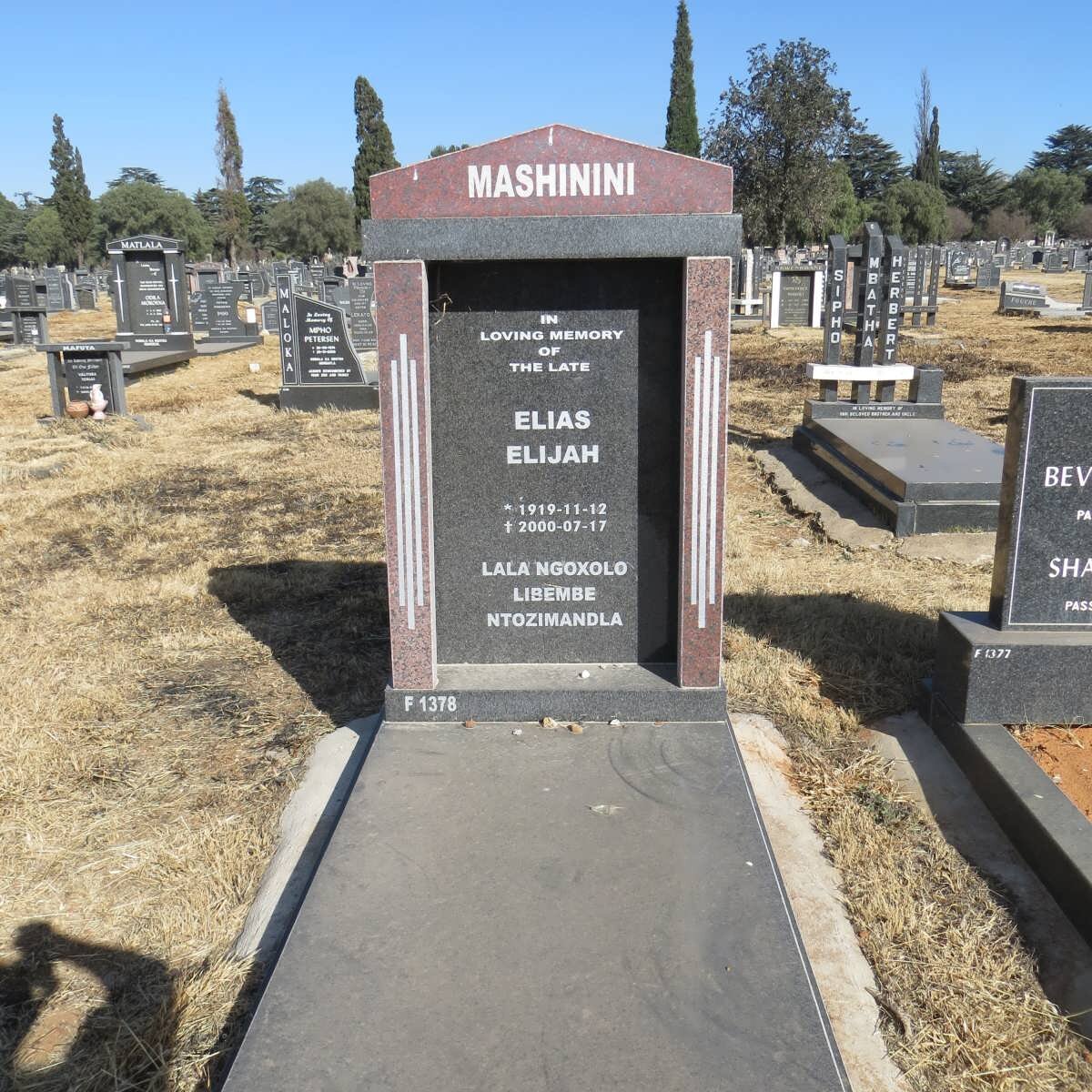 MASHININI Elias Elijah 1919-2000