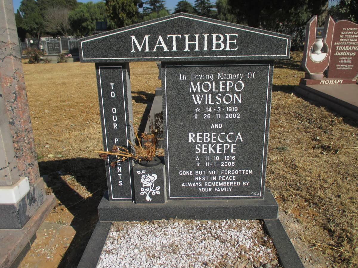 MATHIBE Molepo Wilson 1919-2002 &amp; Rebecca Sekepe 1916-2006