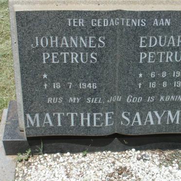 MATTHEE Johannes Petrus -1946 :: SAAYMAN Eduard Petrus 1927-1991