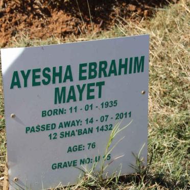 MAYET Ayesha Ebrahim 1935-2011
