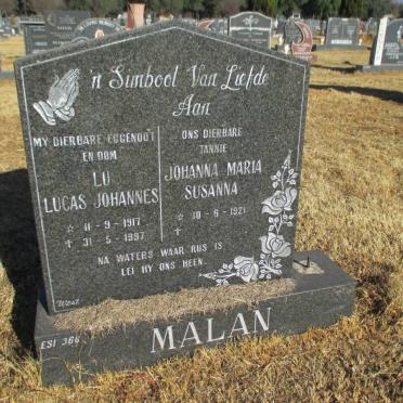 MALAN Lucas Johannes 1917-1997 &amp; Johanna Maria Susanna 1921-