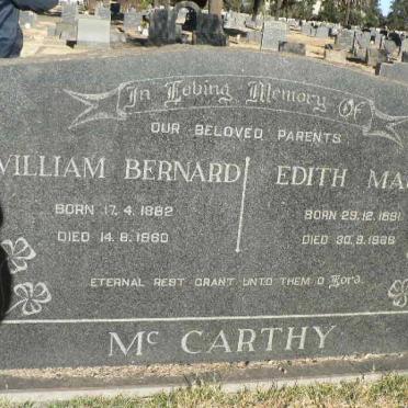 McCARTHY William Bernard 1882-1960 &amp; Edith Maud 1891-1969