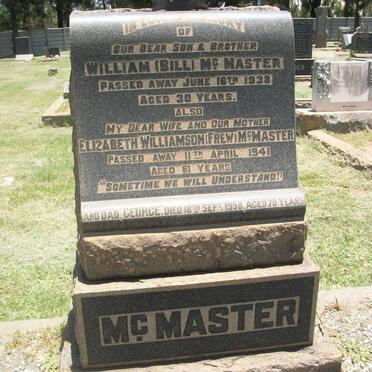 McMASTER Elizabeth Williamson nee FREW -1941 :: McMASTER William -1938