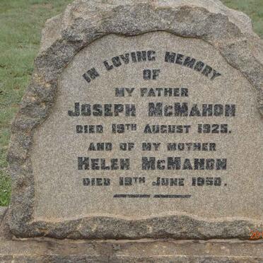 MCMAHON Joseph -1925 &amp; Helen -1950