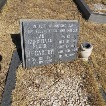 McCARTHY Jan Christiaan Fourie 1925-1990