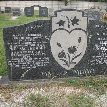 MERWE Willem Jacobus, van der -1967 &amp; Aletta J.G. ROBBERTZE 1913-1996