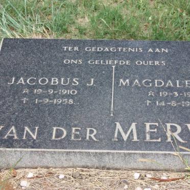 MERWE Jacobus J., van der 1910-1958 &amp; Magdalena P. 1915-1960