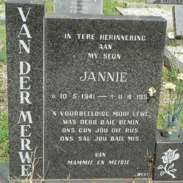 MERWE Jannie, van der 1941-199?
