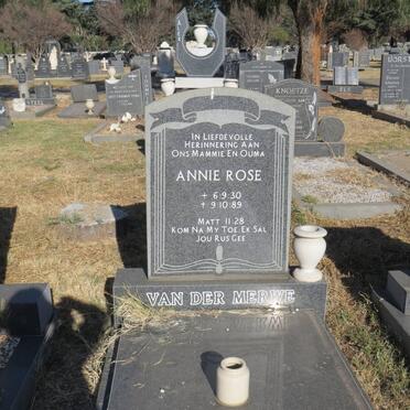 MERWE Annie Rose, van der 1930-1989