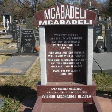 MGABADELI Wilson Mgabadeli Dladla 1948-1996