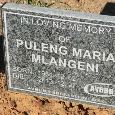 MLANGENI Puleng Maria 1961-2013