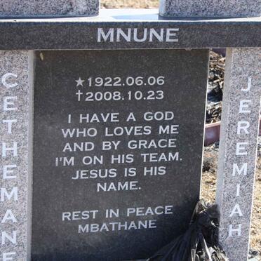 MNUNE Cethemane Jeremiah 1922-2008