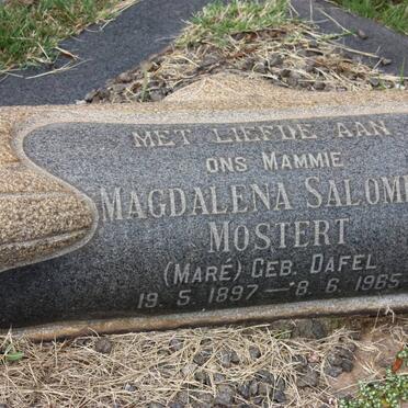 MOSTERT Magdalena Salomina voorheen MARÉ nee DAFEL 1897-1965