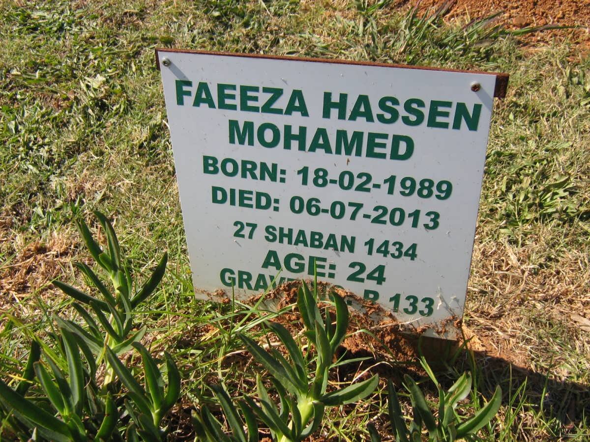 MOHAMED Faeeza Hassen 1989-2013