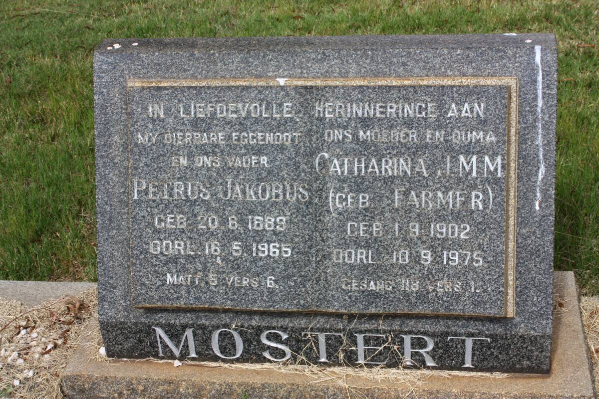 MOSTERT Petrus Jakobus 1889-1965 &amp; Catharina J.M.M. FARMER 1902-1975