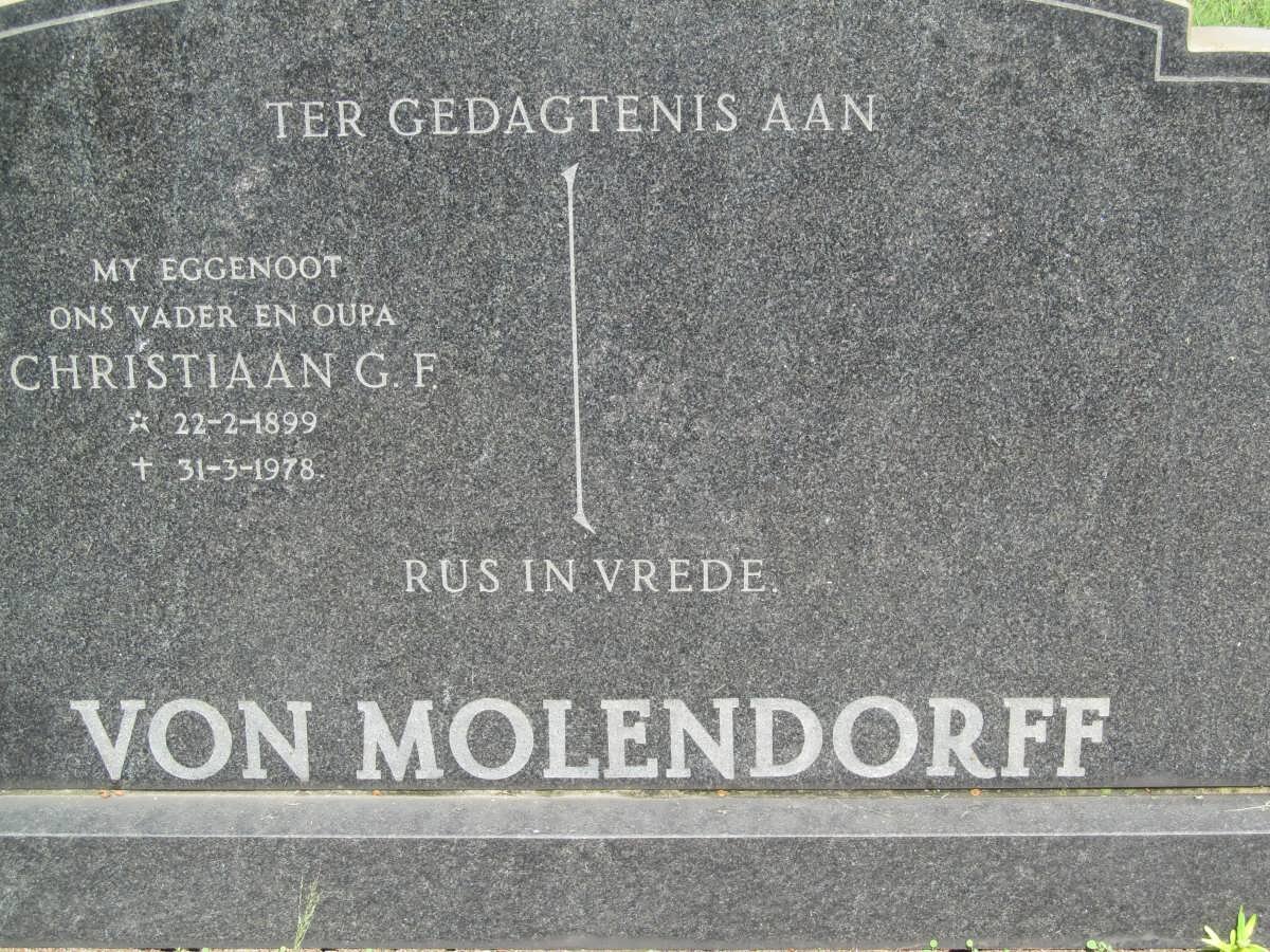MOLENDORFF Christiaan G.F., von 1899-1978