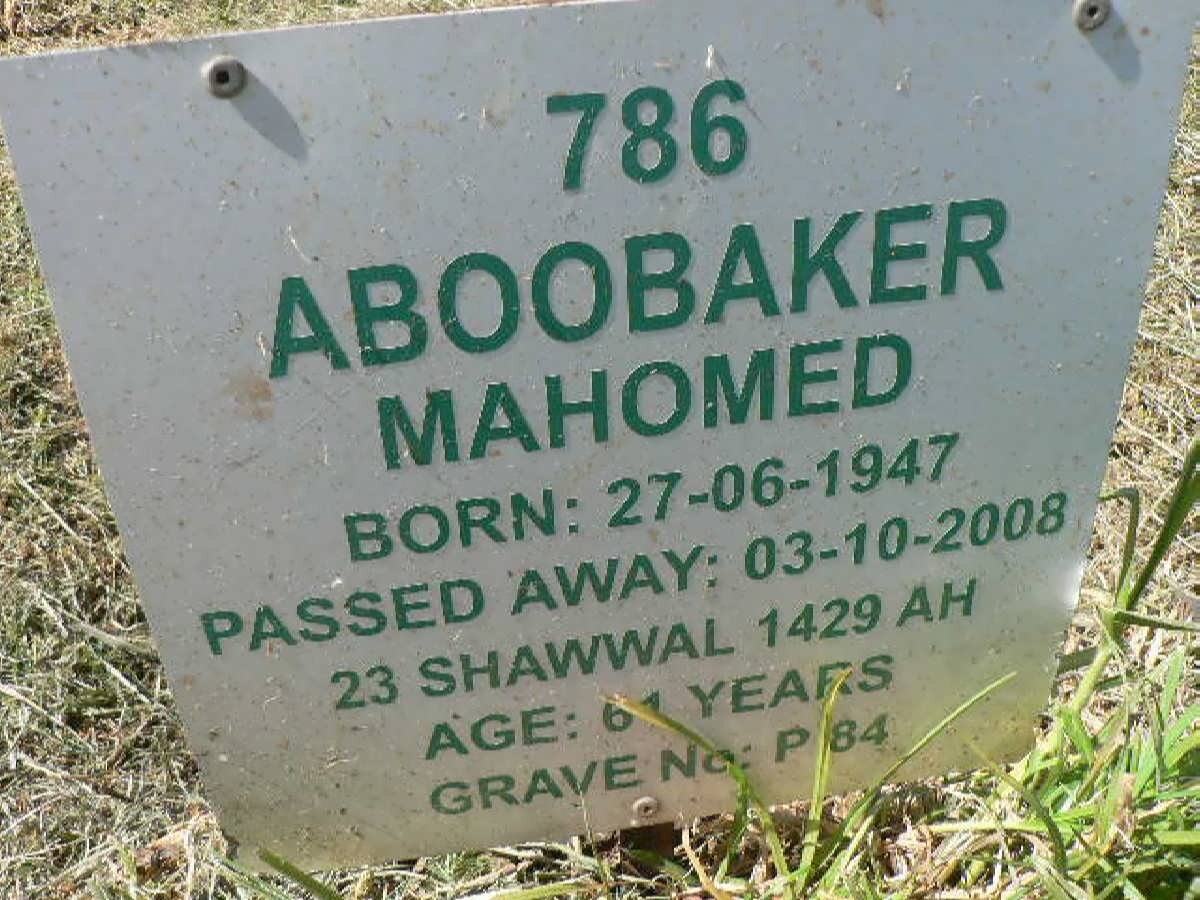 MOHAMED Aboobaker 1947-2008