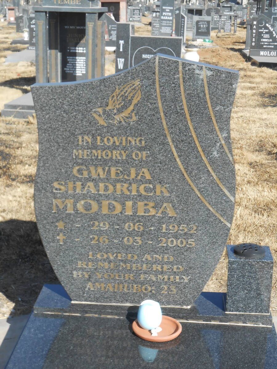 MODIBA Gweja Shadrick 1952-2005