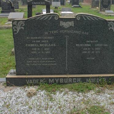 MYBURGH Gabriel Nicolaas 1883-1952 &amp; Wilhelmina Christina 1888-1972