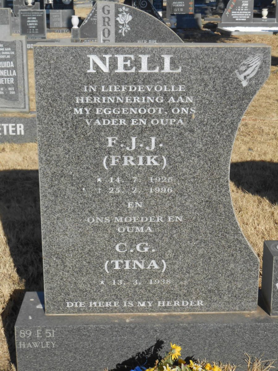 NELL F.J.J. 1926-1996 &amp; C.G. 1939-