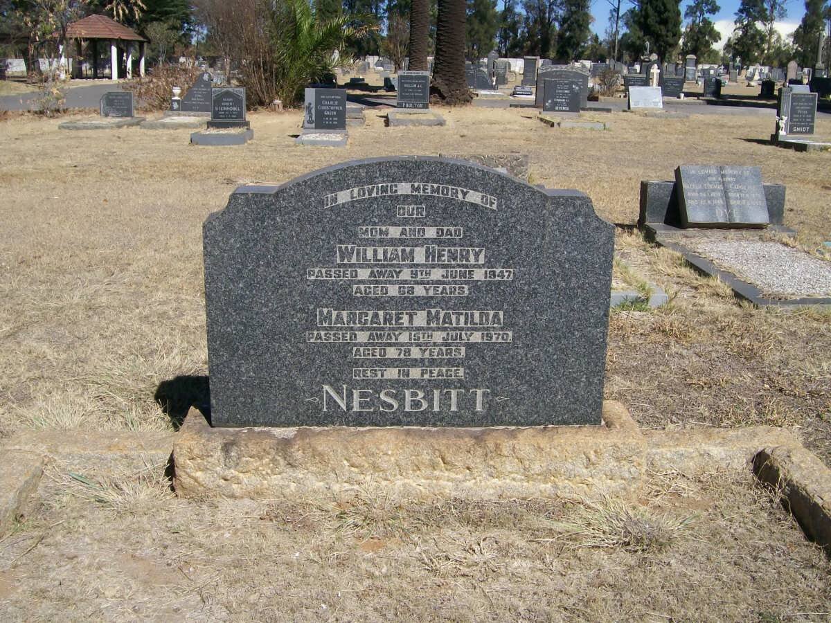 NESBITT William Henry -1947 &amp; Margaret Matilda -1970