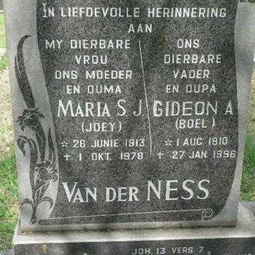 NESS Gideon A. , van der 1910-1996 &amp; Maria S.J. 1913-1978