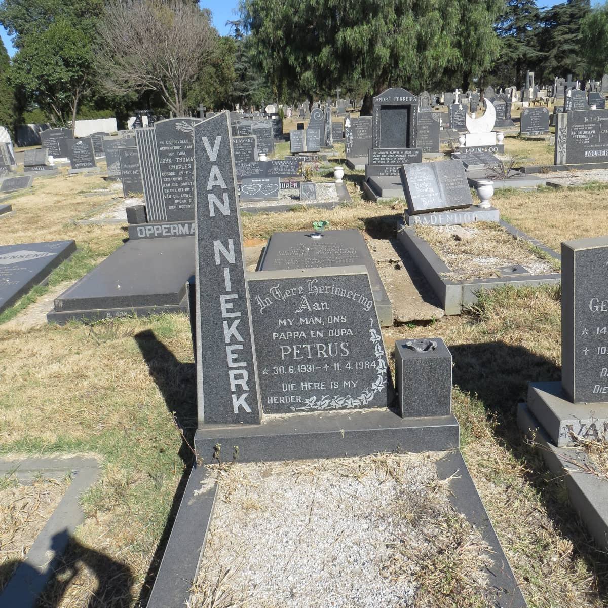 NIEKERK Petrus, van 1931-1984