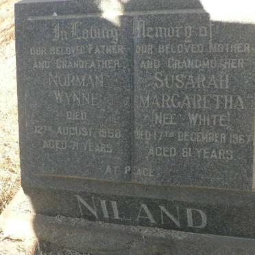 NILAND Norman Wynne -1958 &amp; Susarah Margaretha WHITE -1967