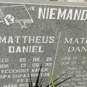 NIEMAND Mattheus Daniel 1925-1990 :: Matheus Daniel 1963-1994