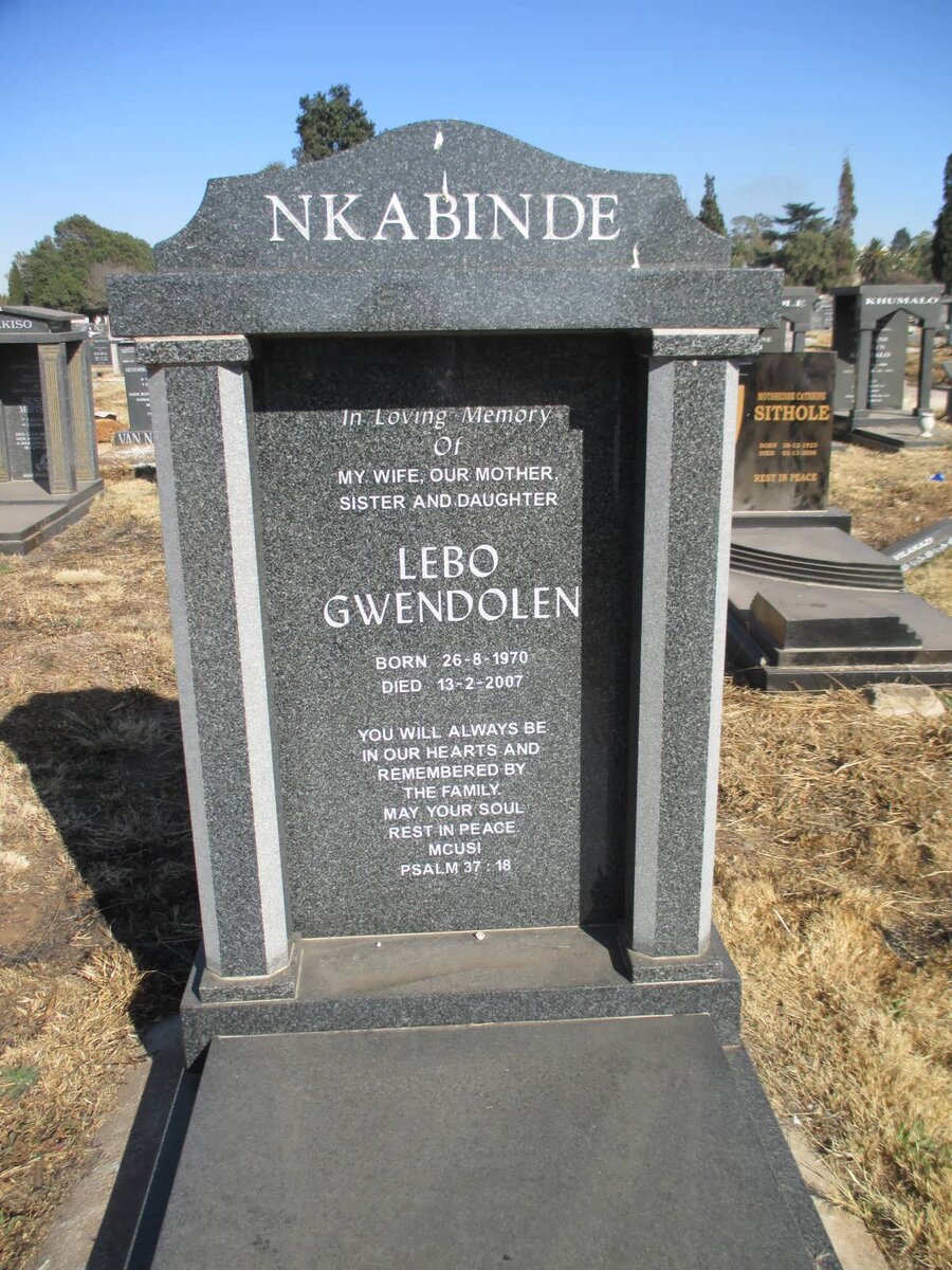 NKABINDE Lebo Gwendolen 1970-2007