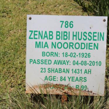 NOORODIEN Zenab Bibi Hussein Mia 1926-2010